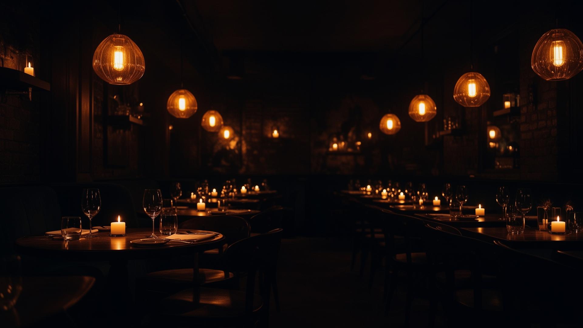 L'Ancora Bistro Innenraum mit warmem Kerzenlicht